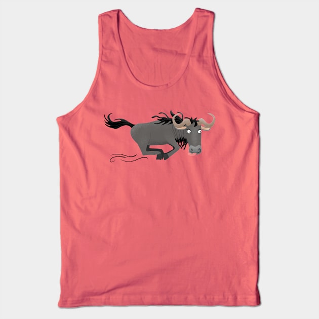 Funny wildebeest running cartoon illustration Tank Top by FrogFactory